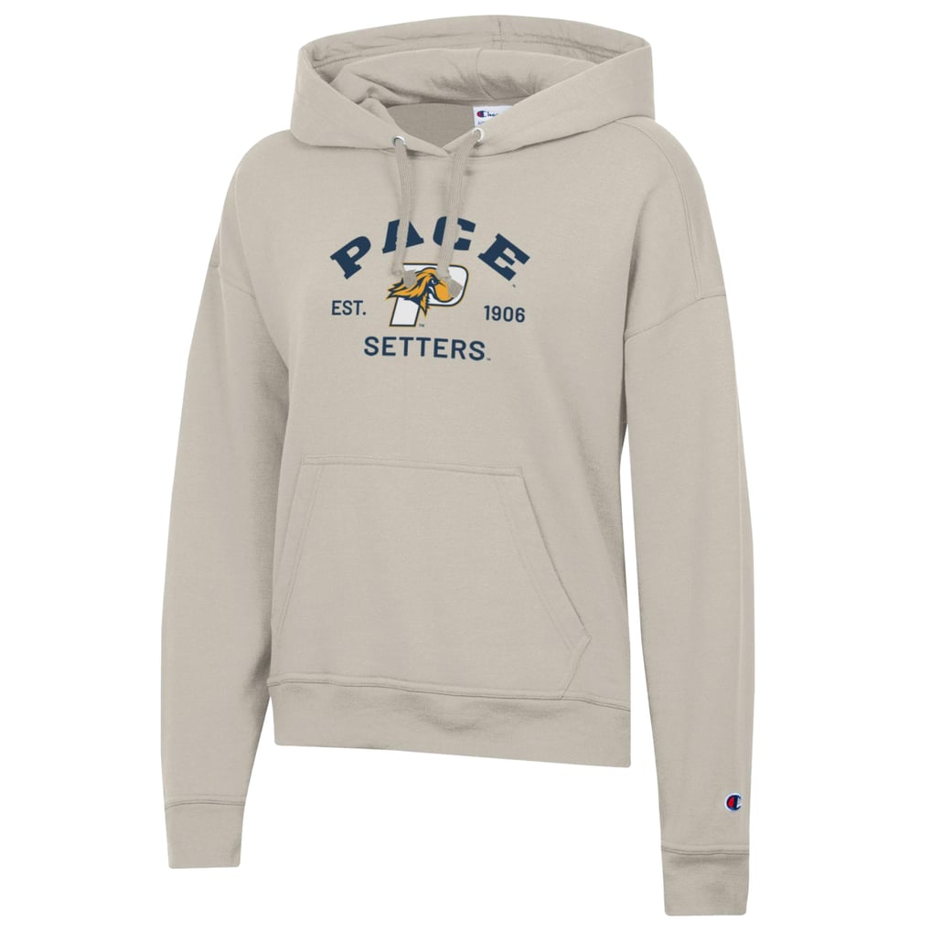  Pace University Setters Champion Women's Powerblend Fleece Pullover Hoodie - Oatmeal
